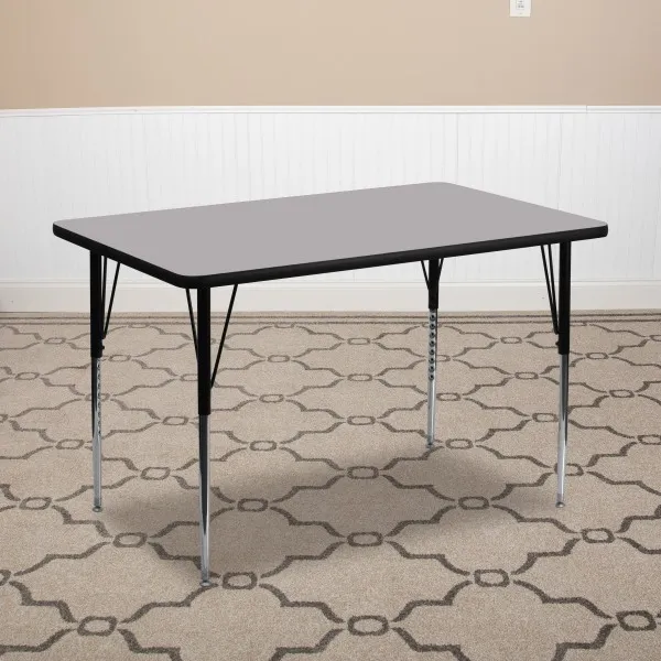 Flash Furniture 24''W x 48''L Rectangular Grey Thermal Laminate Activity Table -