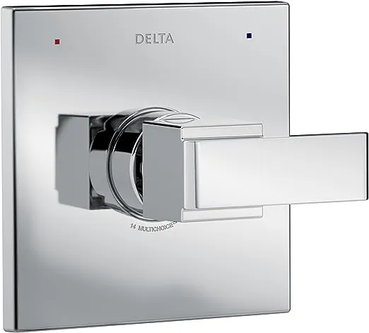 Delta Faucet Ara 14 Series Single-Function Black Shower Valve Trim Kit, Shower Handle, Delta Shower Trim Kit, Matte Black T14067-BL (Valve Not Included)