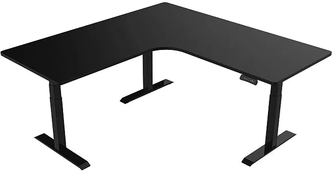 Hanover 73-In. L-Shaped Sit or Stand Electric Height Adjustable Desk, Black