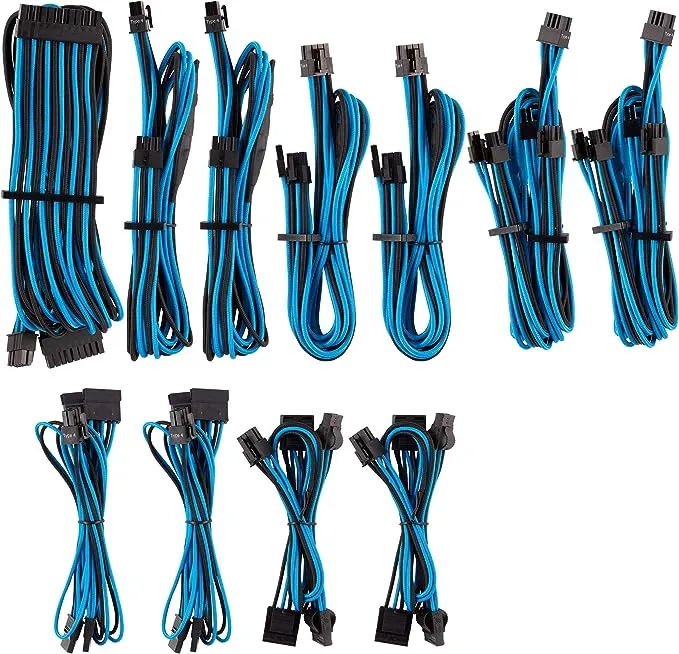 Premium Individually Sleeved PSU Cables Starter Kit – Black, 2 Yr , for  Psus