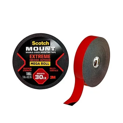 Scotch Extreme Mounting Tape, 1" x 11.1 yds, Black