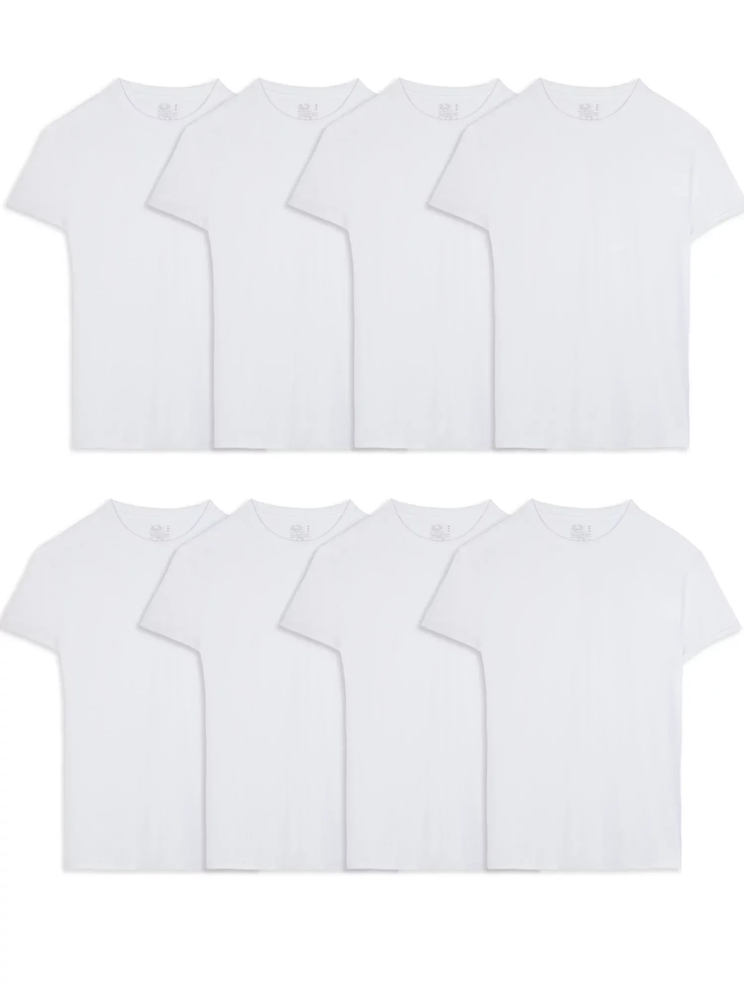 Fruit of The Loom Men's Short Sleeve Active Cotton Blend White Crew T-Shirts, 8 Pack, Size: XL