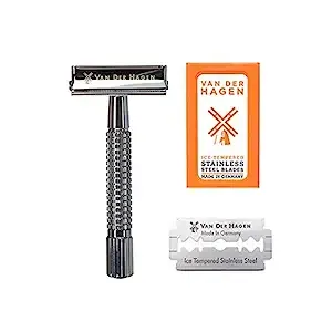 Van Der Hagen® Men’s Traditional Safety Razor Kit (includes 5 blades), Chrome