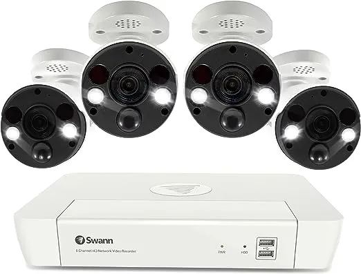 Swann - 8-Channel, 8-Camera 4K Ultra HD 1TB NVR Security System - White