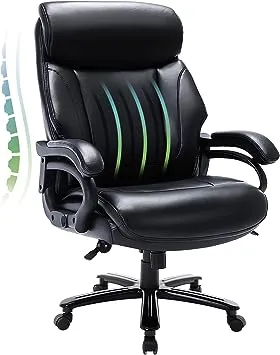 Big and Tall Office Chair 400lbs-Heavy Duty Executive Desk Chair with, Black