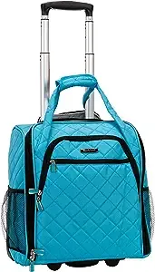 Rockland Melrose Wheeled Underseat Carry-On Luggage, Turquoise