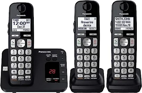 Panasonic DECT 6.0 Expandable Cordless Phone System with Answering Machine and Call Blocking - 2 Handsets - KX-TGE432B (Black)