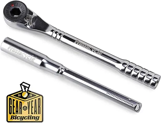 Prestacycle Pro T-Handle Ratchet and Extension, Portable Tool for use with standard 1/4 Hex Bits (not included), 60Nm Heavy-Duty & Compact Tools For Bicycle (Ratchet & Extension Only)