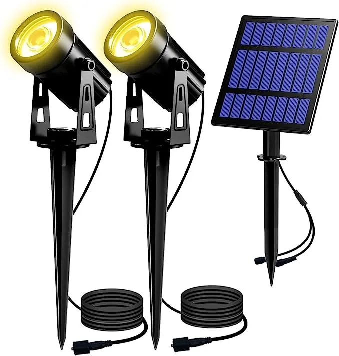 T-SUN Solar Spotlights, 4-in-1 Solar Landscape Spot Lights Outdoor Waterproof Auto ON/Off 5W Separate Solar Panel LED Lights, Solar Lights for Garden, Yard, Driveway, Pool Area(Warm White-3000K)