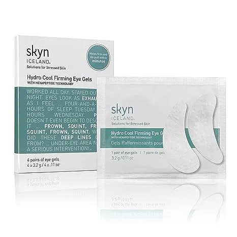 skyn ICELAND Hydro Cool Firming Eye Gels: Under-Eye Gel Patches to Firm, Tone and De-Puff Under-Eye Skin, 16 Pairs