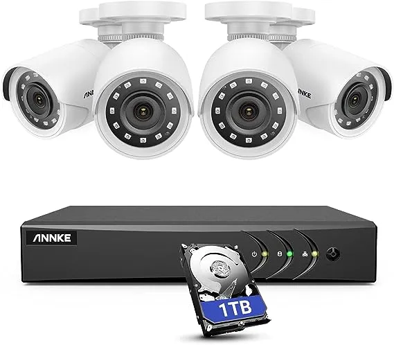 ANNKE 8 Channel Security Camera System 5-in-1 1080p Lite H.264 DVR with 1TB sur