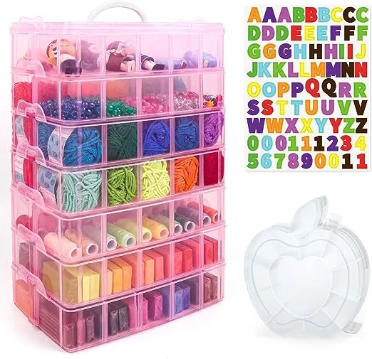 7 Layers Stackable Storage Container, 70 Adjustable Compartments (Purple) Stackable Storage Container, Perfect for Kids Toys, Art Crafts, Jewelry, Supplies, Mini Case & Letter Sticker Included7 Layers Stackable Storage Container, 70 Adjustable Co…