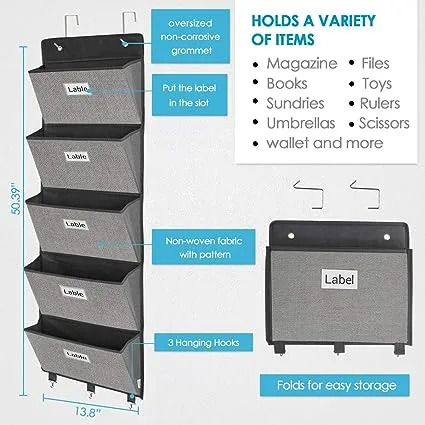 homyfort Over The Door Hanging File Organizer, Office Supplies Storage Holder Wall Mount