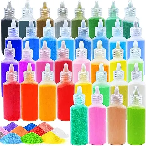 Guuozzli 36 PCS Art Sand,1.25 oz DIY Arts and Crafts Kit,Scenic Sand Kit for Kids,DIY Sand Painting,Wedding Decoration Sand Bottles