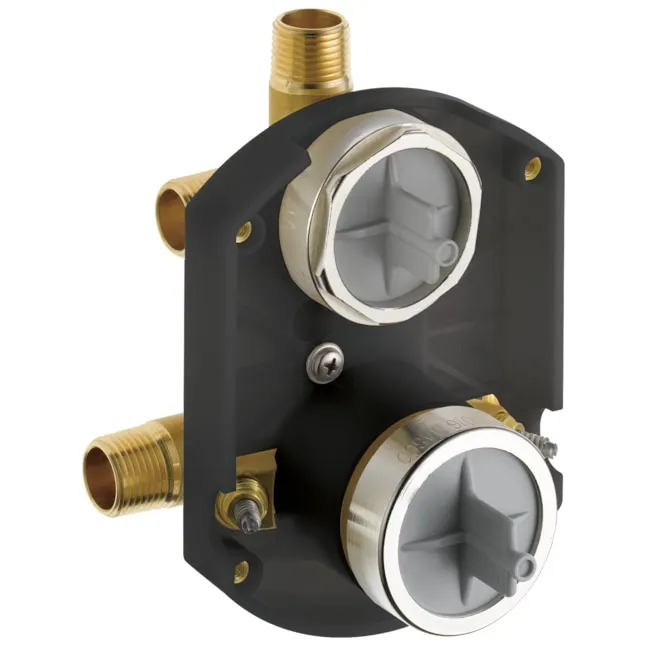 R22000-WS Shower Valve with Diverter 3-Way 6-Way Rough in Valve, R22000-WS Multichoice Universal Rough-In kit with Integrated Diverter, Screwdriver Stops Included, Brass Body