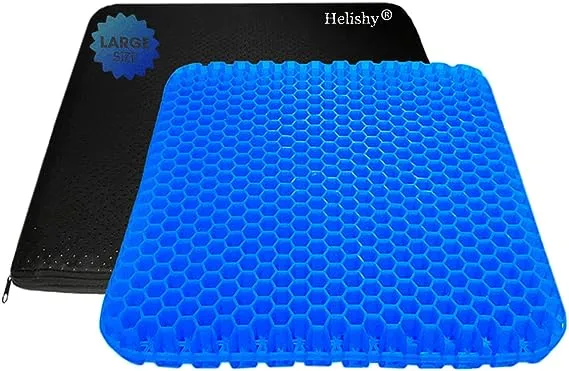 Gel Seat Cushion, Egg Seat Cushion Wheelchair Cushion with Non-Slip Cover, Breathable Chair Pads Honeycomb Design Absorbs Pressure Points for Car Office Chair Wheelchair (Blue)