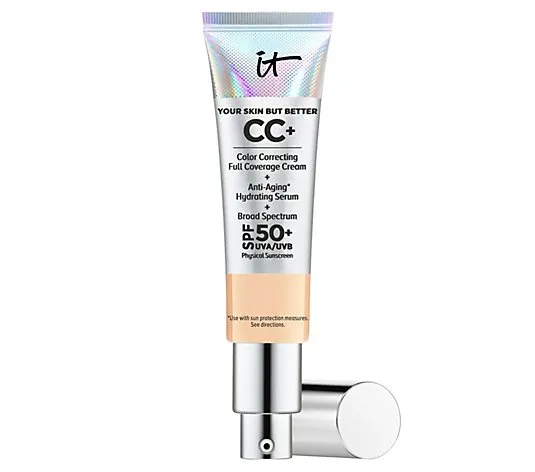 IT Cosmetics Your Skin But Better CC+ Cream - Color Correcting Cream, Full-Coverage Foundation, Hydrating Serum & SPF 50+ Sunscreen - Natural Finish - 1.08 fl oz