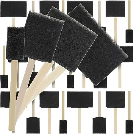 U.S. Art Supply Variety Pack Foam Sponge Wood Handle Paint Brush Set (Value Pack of 40 Brushes) - Lightweight, Durable and Great for Acrylics, Stains