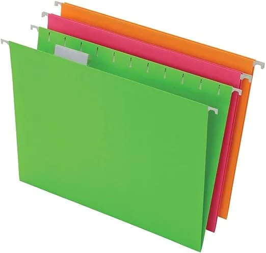 Pendaflex Glow Hanging File Folders, Letter Size, Assorted, Case Pack of 12 (81670)Pendaflex Glow Hanging File Folders, Letter Size, Assorte…