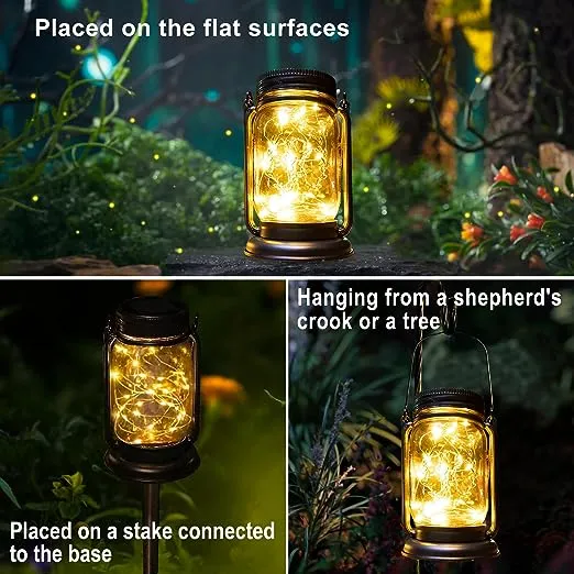 4 Pack Solar Hanging Mason Jar Lights, Outdoor Decorative Solar