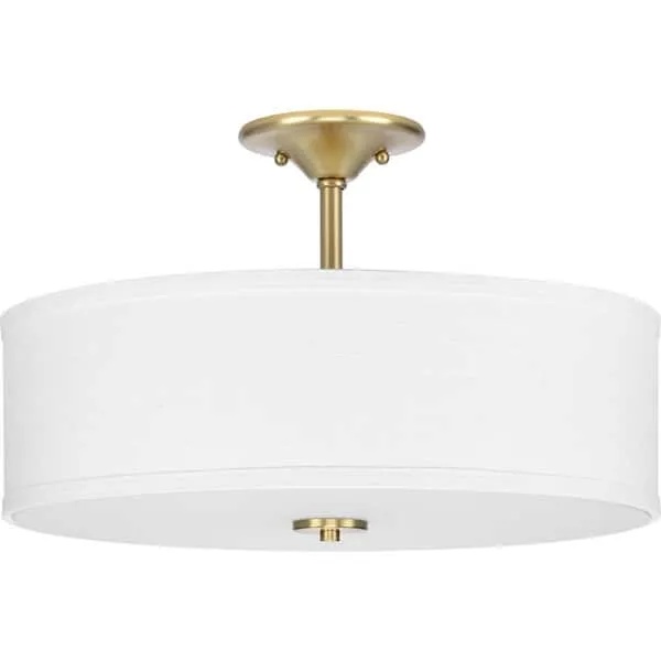 Progress Lighting Inspire 3 - Light Semi-Flush Mount , Satin Brass