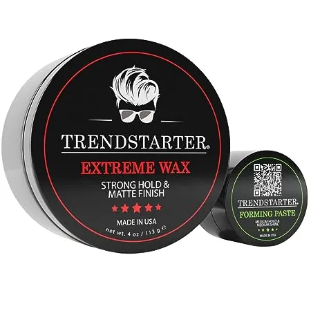 TRENDSTARTER EXTREME WAX 2oz Travel Size Premium Water Based Flake-Free Hair Wax