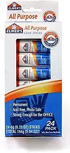 Elmer's All-Purpose Glue Sticks, 0.21 oz Each, 24 Sticks per Pack (E553) , White