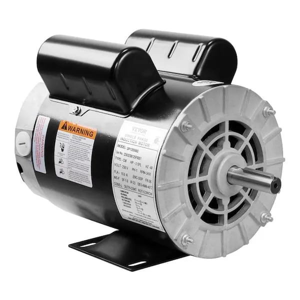 SPL Air Compressor Motor 5HP 5/8 in. Keyed Shaft Electric Single Phase Motor 230V 16/15 Amp 56HZ Frame CW/CCW Rotation