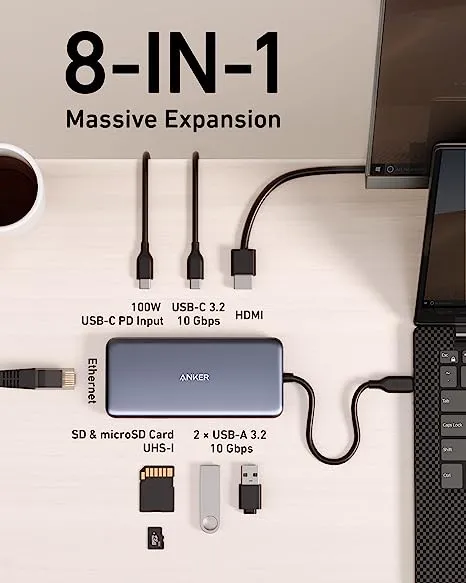 Anker 8-in-1 USB-C Hub  Black