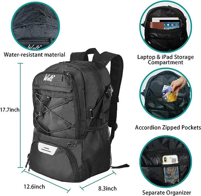 WOLT | Basketball Backpack Large Sports Bag with Separate Ball holder & Shoes compartment, Best for Basketball, Soccer, Volleyball, Swim, Gym, Travel