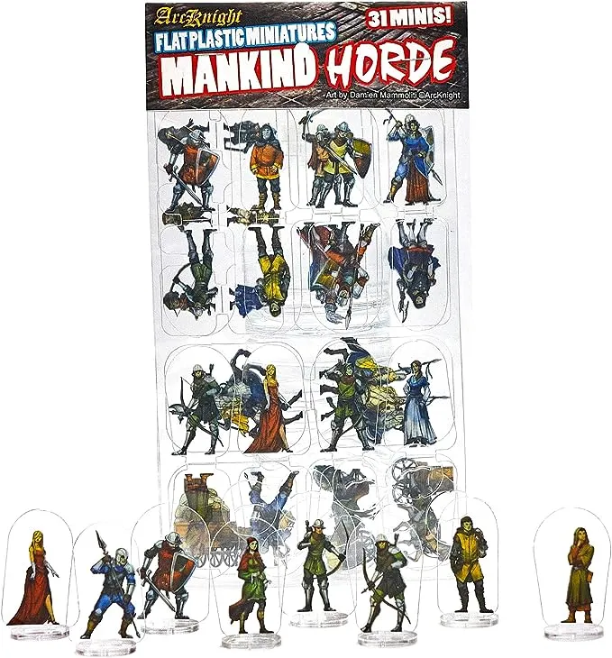 Arcknight Flat Plastic Miniatures: DM Starter Set; 167 Unique Classic and Iconic Minis for DND 5e and Pathfinder; Affordable, Skinny Figurines for