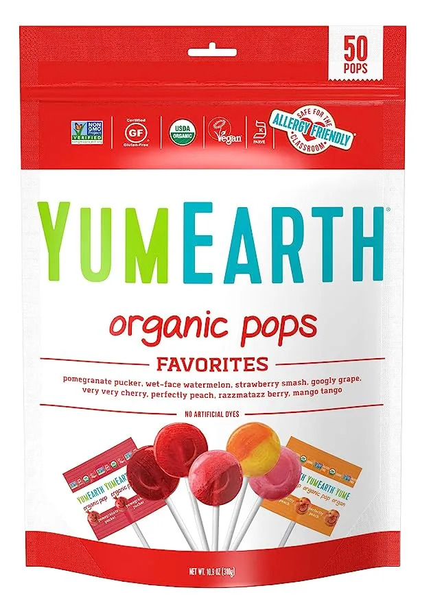 YumEarth Organic Pops, Assorted Flavors, 50 Pops, 10.9 oz (310 g)