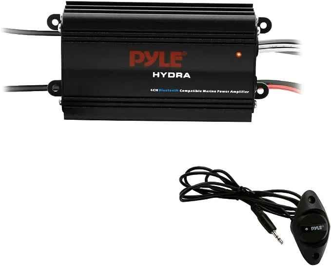 Pyle Plmrmb4Cb 4-Channel Waterproof Bluetooth Marine Amplifier Kit