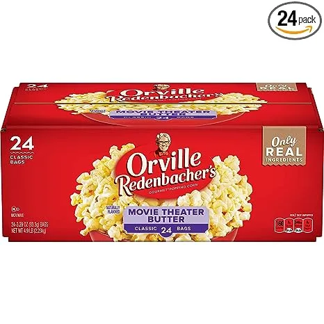 Orville Redenbacher’s Movie Theater Butter Flavored Microwave Popcorn, Gluten Free, 6 Count Popcorn Bags (6 Boxes)