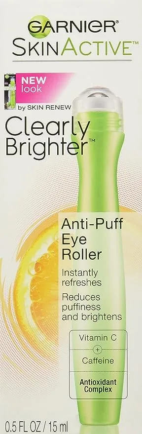 Garnier SkinActive Clearly Brighter Anti-Puff Eye Roller, 0.5 Fl Oz (15mL), 1 Count (Packaging May Vary)