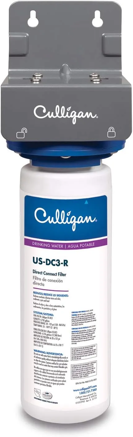 Culligan US-DC3 Under Sink Direct Connect Premium Lead Filtration System, White