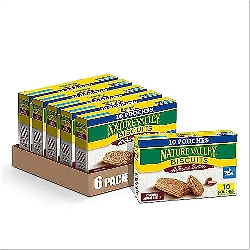 Nature Valley Biscuit Sandwiches, Cinnamon Almond Butter, 1.35 oz, 10 ct (Pack of 6)Nature Valley Biscuit Sandwiches, Cinnamon Alm…