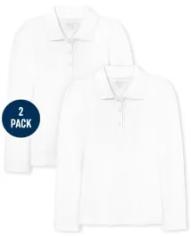 Girls Uniform Pique Polo 2-Pack - white