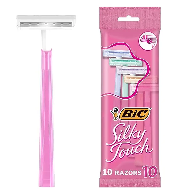 BIC Silky Touch Women's Disposable Razors, With 2 Blades, Pretty Pastel Razor Handles, 120 Count Value Pack of Shaving Razors