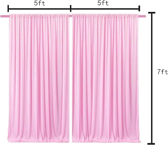 Pink Backdrop Curtain 2 Panels for Wedding Birthday Party Decoration Photography Props Baby Shower Engagement Graduation Prom Dessert Table Photo Booth Drapes 5 ft * 7 ft