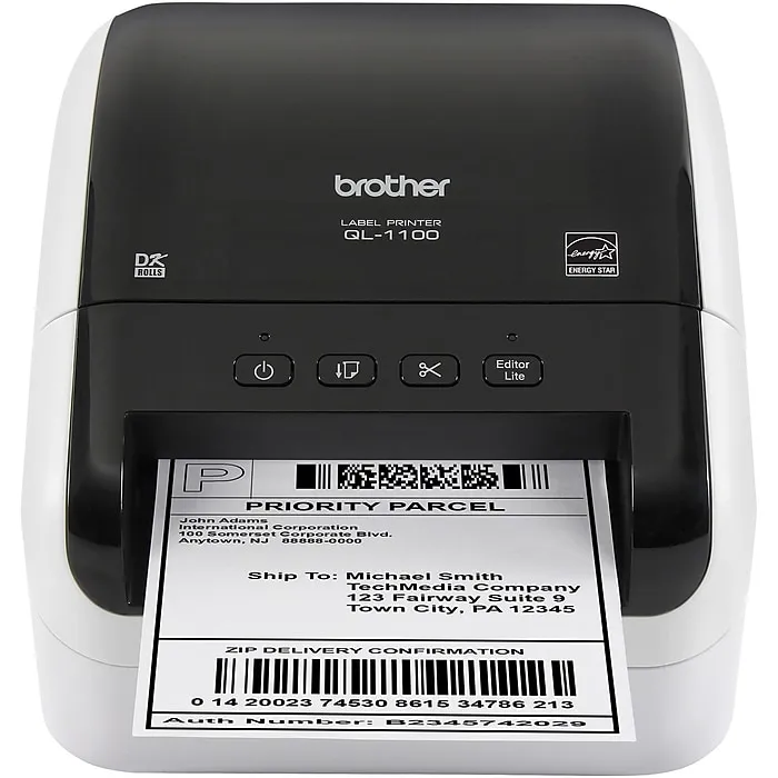 Brother QL-1100 Wide Format, Postage and Barcode Professional Thermal Monochrome Label Printer, Black