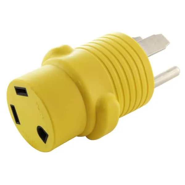 AC WORKS NEMA 14-50P to NEMA TT-30R 30-Amp 4-wire To 3-wire Grounding Single To Single Yellow Basic Barrel Adapter