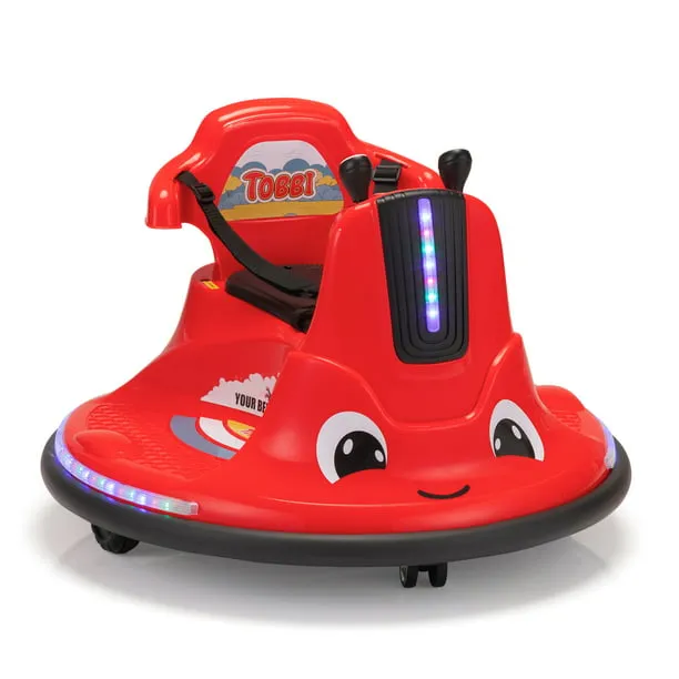 TOBBI 12V Kids Ride on Electric Bumper Snail Car with Remote Control/360 Degree Spin/DIY Sticker/LED Lights for Toddlers Age 3-9 (Red)TOBBI 12V Kids Ride on Electric Bumper Snail Car wi…