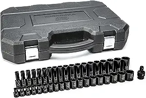 GEARWRENCH 39 Piece 1/2inch Drive 6 Point Impact Socket Set, Standard & Deep, Metric - 84948N