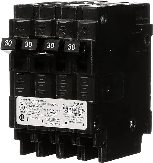 Siemens QT 30-amp/30-amp 4-Pole Quad Circuit Breaker