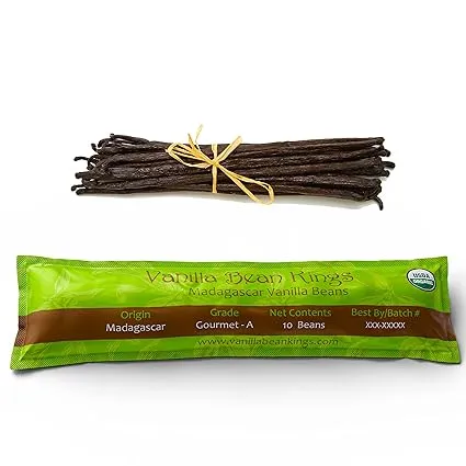 10 Madagascar Vanilla Beans Whole Grade A Vanilla Pods for Vanilla Extract and Baking