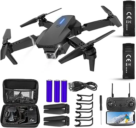 VISNEE Newest Drone with 1080P Camera-2K UAV:2 Batteries,One Key Take Off/Land,Altitude Hold,Automatic Avoidance Obstacles,360° Flip-Carrying Case