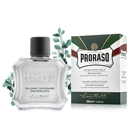 Proraso After Shave Balm for Men, Refreshing and Toning Moisturizer with Menthol and Eucalyptus Oil, 3.4 Fl Oz