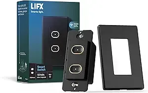 LIFX Smart Switch, 2 Button in-Wall Wi-Fi Smart Touch Switch (Black)