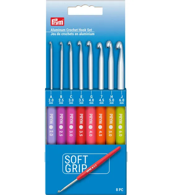 Prym Woll-Häkelnade<wbr/>l-Set Soft Grip Wool Crochet Needles Nickel 2-6mm 195970